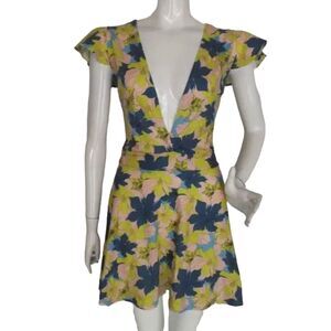 new MAPALE Dress/Cover Up, M, Spring Days, Pink/Floral, Plunging, Flutter sleeve